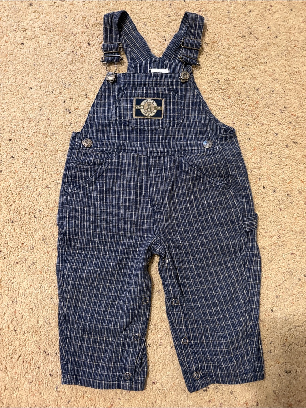 Arizona Jean Company Navy Plaid Toddler Overalls